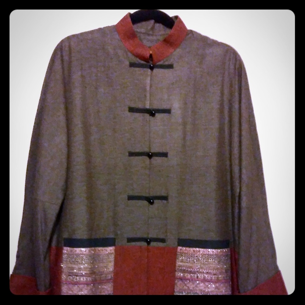 Vintage FCE Silk Jacket with Antique Chinese Embroidery